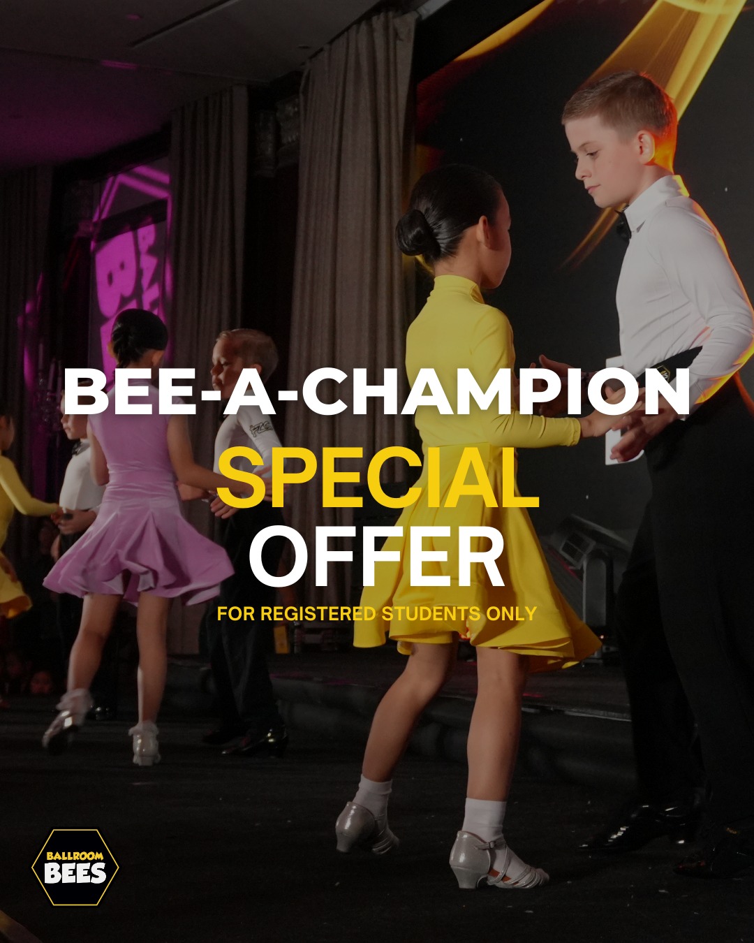 For our older students, we have a special offer for students who are registered for term 2 classes and want to take things to the next level with our Bee-A-Champion programme.
This is designed for dancers aged 5 and above who are ready for more focused training, exam preparation and a structured way to grow their ballroom and Latin skills.
If you are ready contact us for more details.
LINK IN BIO
#BallroomBees #BeeAChampion #Competition #Exam #dance #danceclass #kids