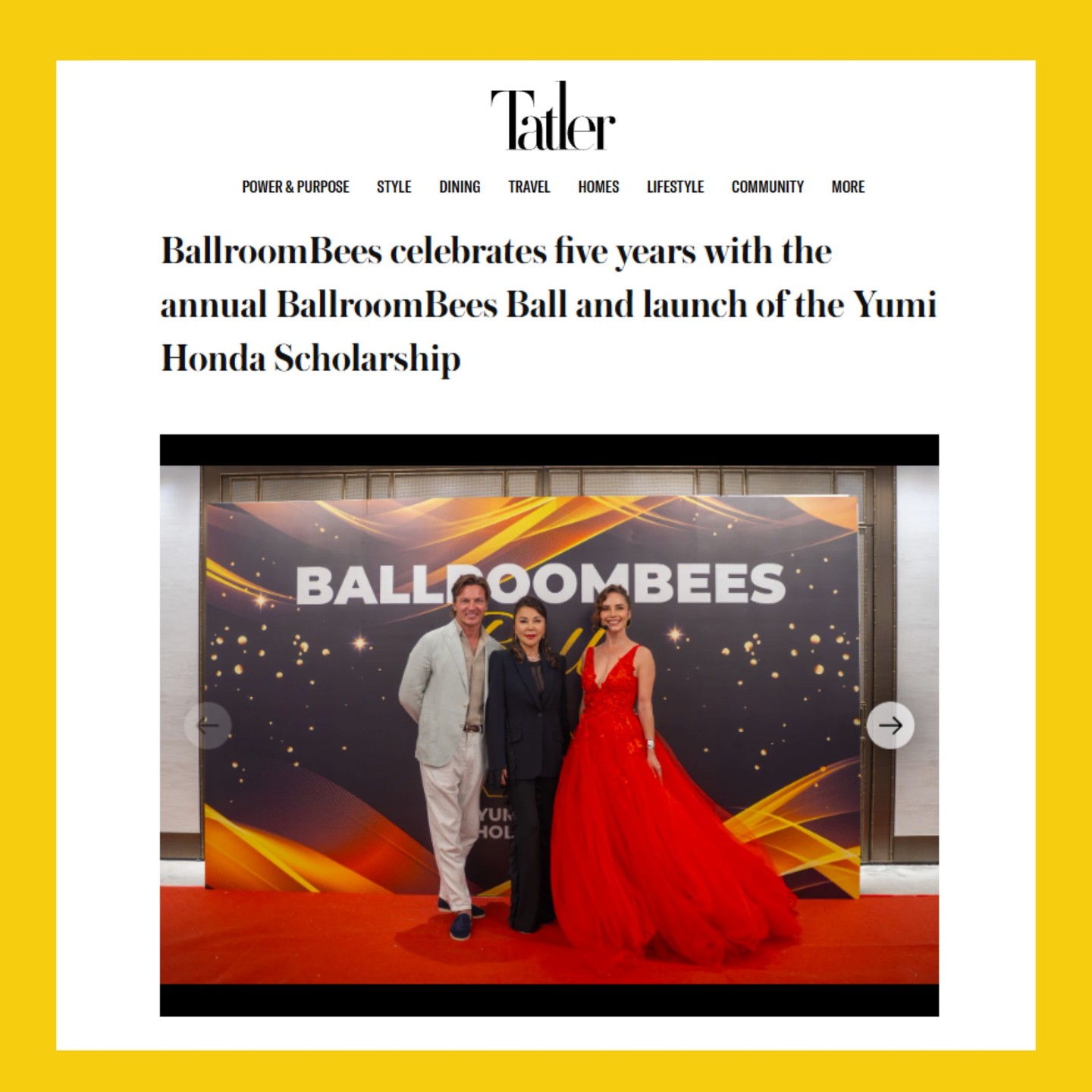 BallroomBees is proud to share that our 5th annual BallroomBees Ball has been featured in Tatler Asia, recognizing our student showcase and the launch of the Yumi Honda scholarship.
The BallroomBees Ball brings together young dancers, their families and our teaching team for a day of performances, professional showcases and special presentations. It is a celebration of everything BallroomBees stands for: Creativity, Confidence and Community.
Tatler Asia’s spotlight highlights how BallroomBees empower children to express themselves, build confidence and connect with others through dance. We are deeply grateful for this recognition and for the continued support of our incredible community of parents, students and partners.
#ballroombeesball #ballroombees #yumihonda #tatlerasia #scholarship #dance #kidsdancing #danceclass